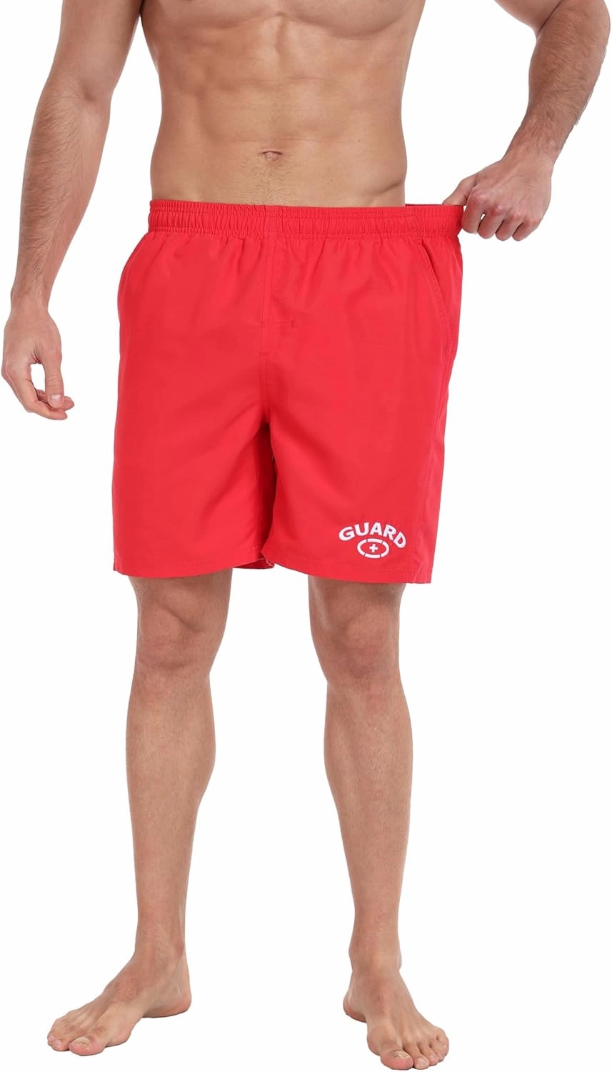 Adoretex Men's Guard 18" Swim Board Shorts, 100% Lightweight Polyester Swim Trunks with Mesh Liner