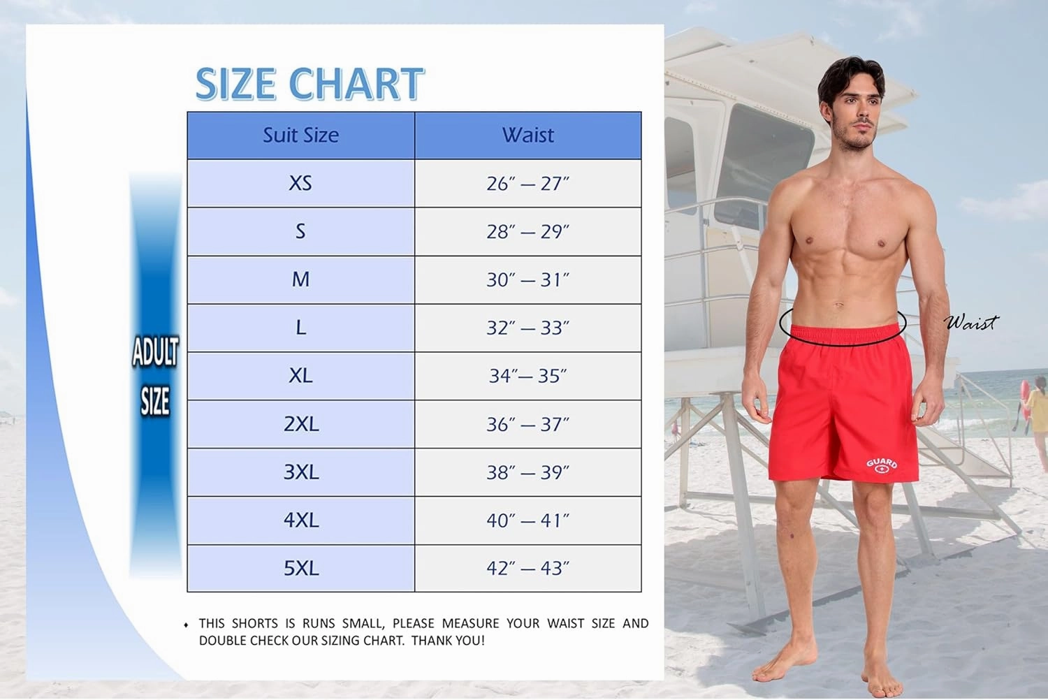 Adoretex Men's Guard Board Shorts Swim Trunks Mesh Liner