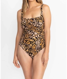 Afeni Ruched One Piece In Afeni (Gold)