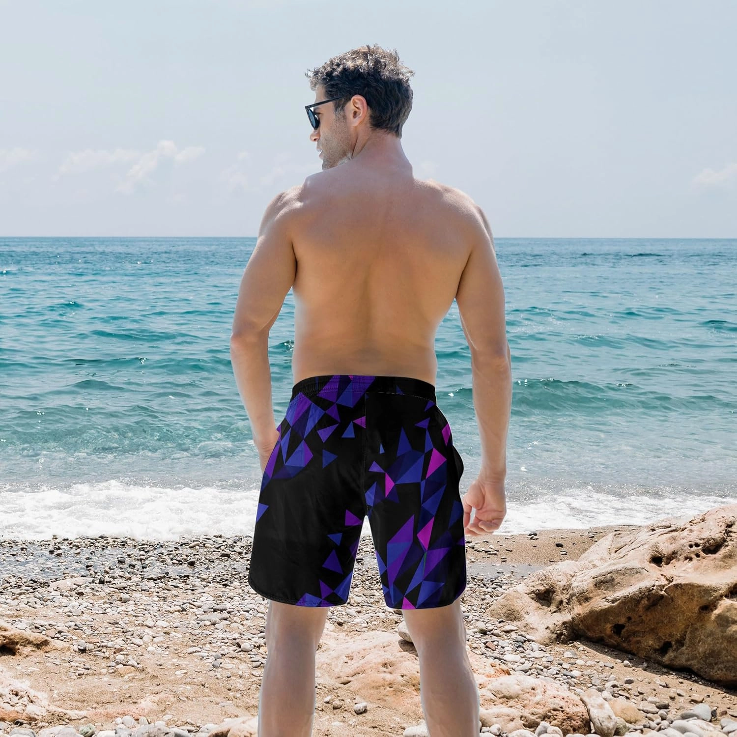 Ahegao Men's Swim Trunks Quick Dry 3D Printed Beach Board Shorts with Pockets Cool Mesh Lining Bathing Suits