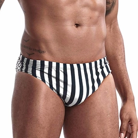 AIMPACT Mens Stripe Swim Briefs Retro Swimwear Sexy Bikini Swimsuit Print Bathing Suit