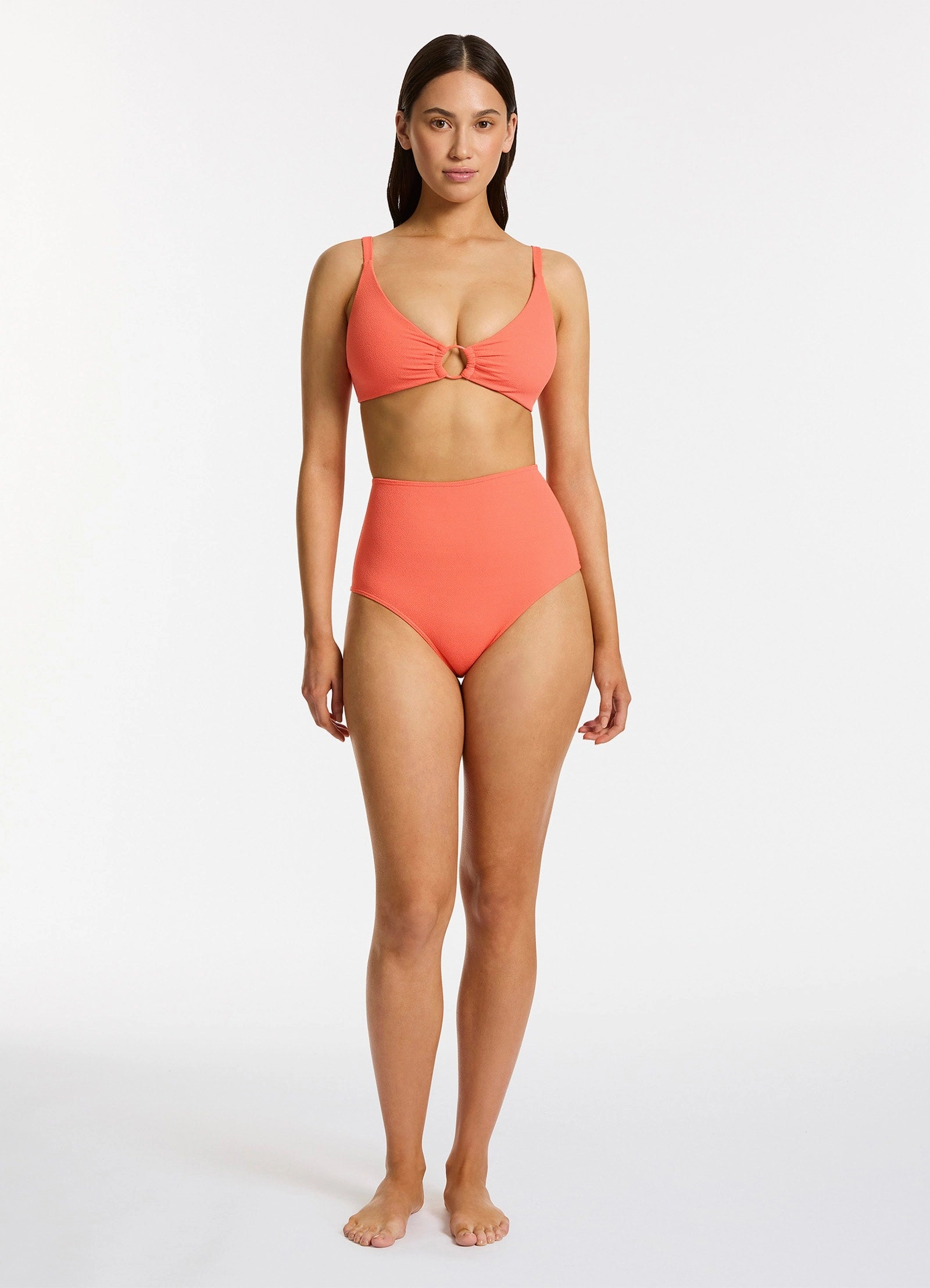 Alessia High Waist Bikini Bottom - Guava