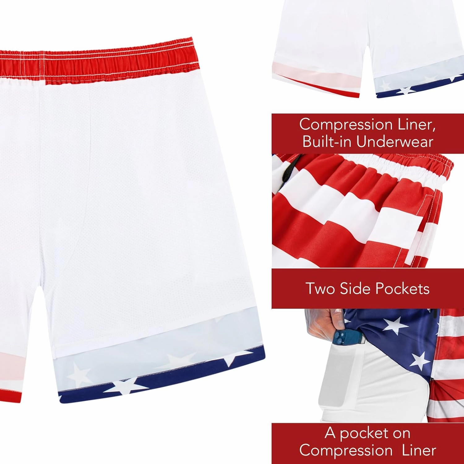 ALISISTER Mens Swim Trunks with Compression Liner Bathing Suit Summer Swimming Shorts