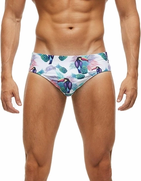 Arcweg Men's Swimming Trunks Briefs Low Waist with Removable Pad Swimwear Elastic Beach Shorts Boxers Underwear