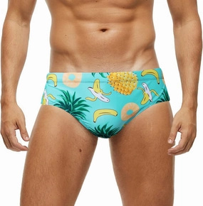 Arcweg Men's Swimming Trunks Briefs Low Waist with Removable Pad Swimwear Elastic Beach Shorts Boxers Underwear