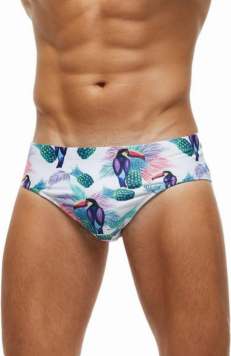 Arcweg Men's Swimming Trunks Briefs Low Waist with Removable Pad Swimwear Elastic Beach Shorts Boxers Underwear