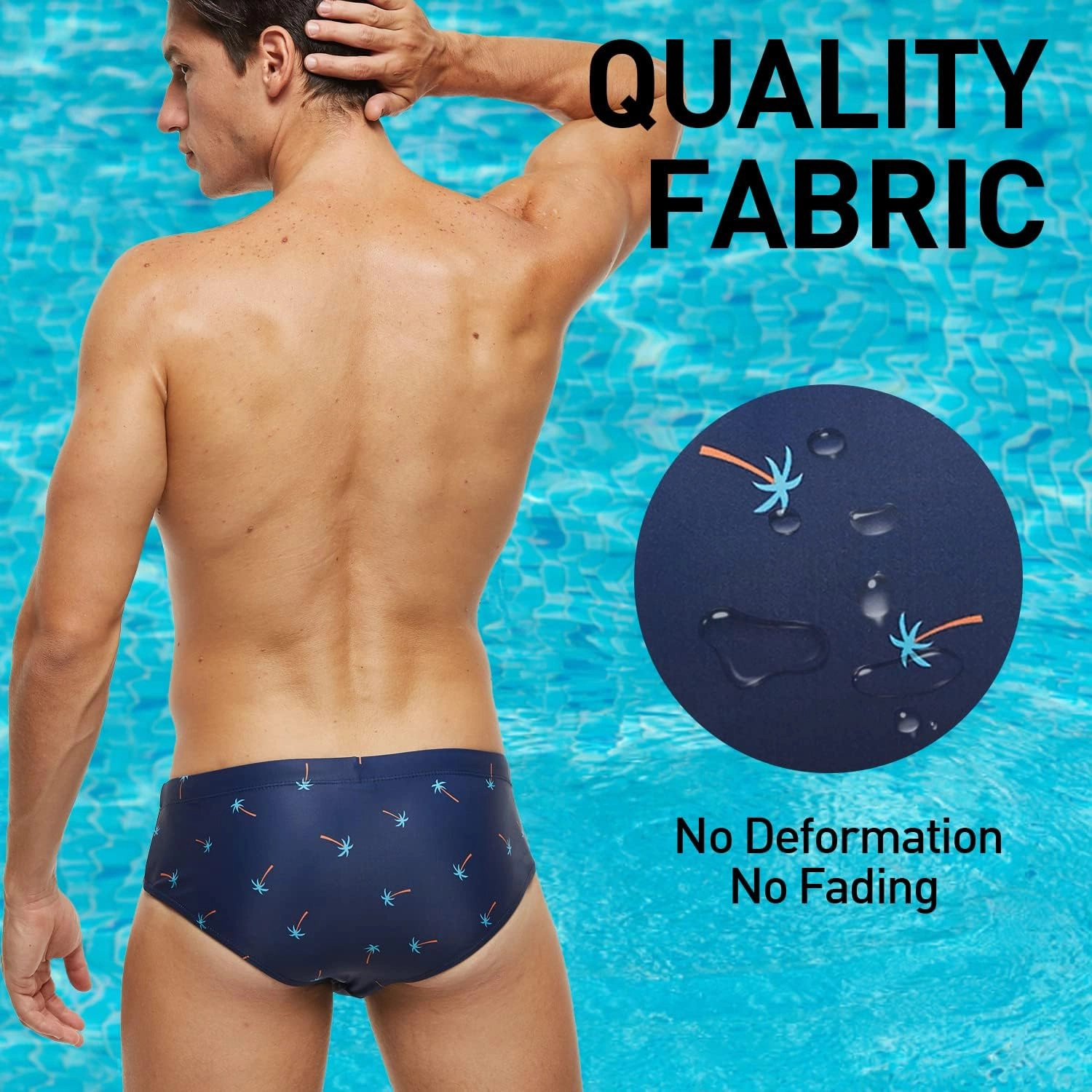 Arcweg Men's Swimming Trunks Briefs Low Waist with Removable Pad Swimwear Elastic Beach Shorts Boxers Underwear