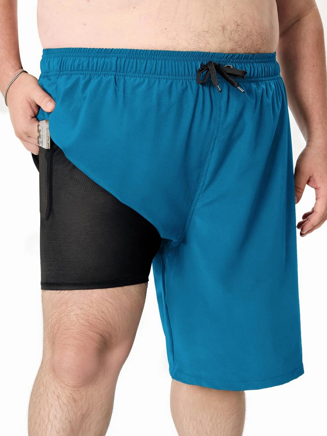 Arcweg Mens Swim Trunks Big and Tall Plus Size Swimsuit for Men with Compression Liner and Zip Pocket Phone Pocket