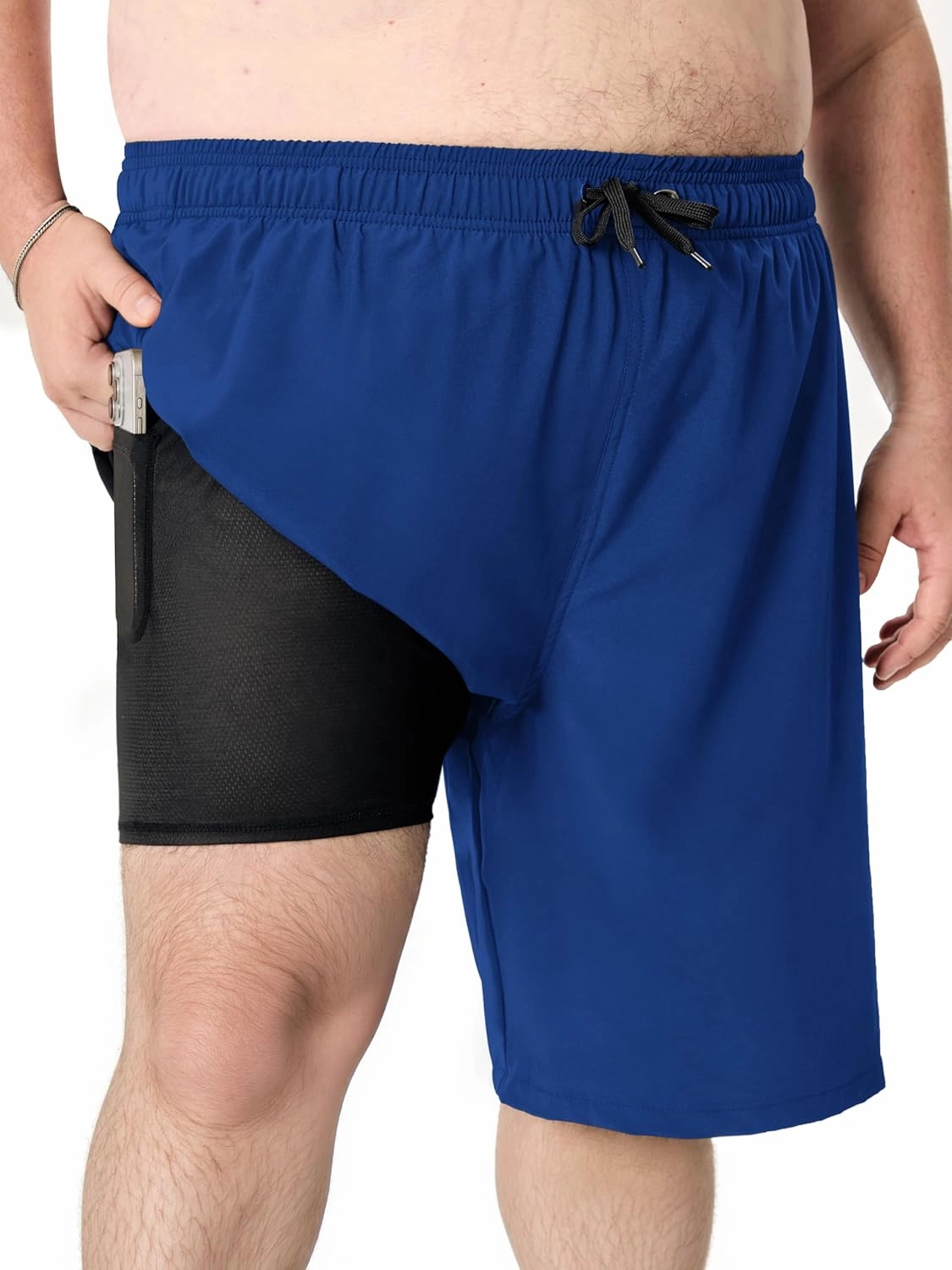 Arcweg Mens Swim Trunks Big and Tall Plus Size Swimsuit for Men with Compression Liner and Zip Pocket Phone Pocket