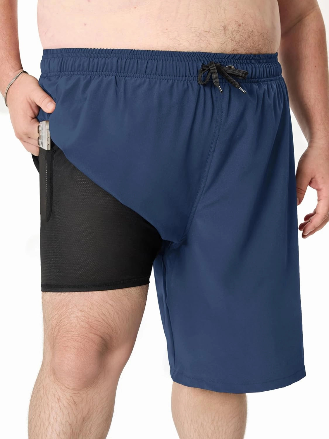 Arcweg Mens Swim Trunks Big and Tall Plus Size Swimsuit for Men with Compression Liner and Zip Pocket Phone Pocket