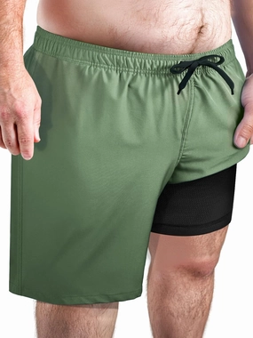 Arcweg Mens Swim Trunks Big and Tall Plus Size Swimsuit for Men with Compression Liner and Zip Pocket Phone Pocket