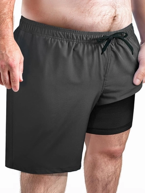 Arcweg Mens Swim Trunks Big and Tall Plus Size Swimsuit for Men with Compression Liner and Zip Pocket Phone Pocket