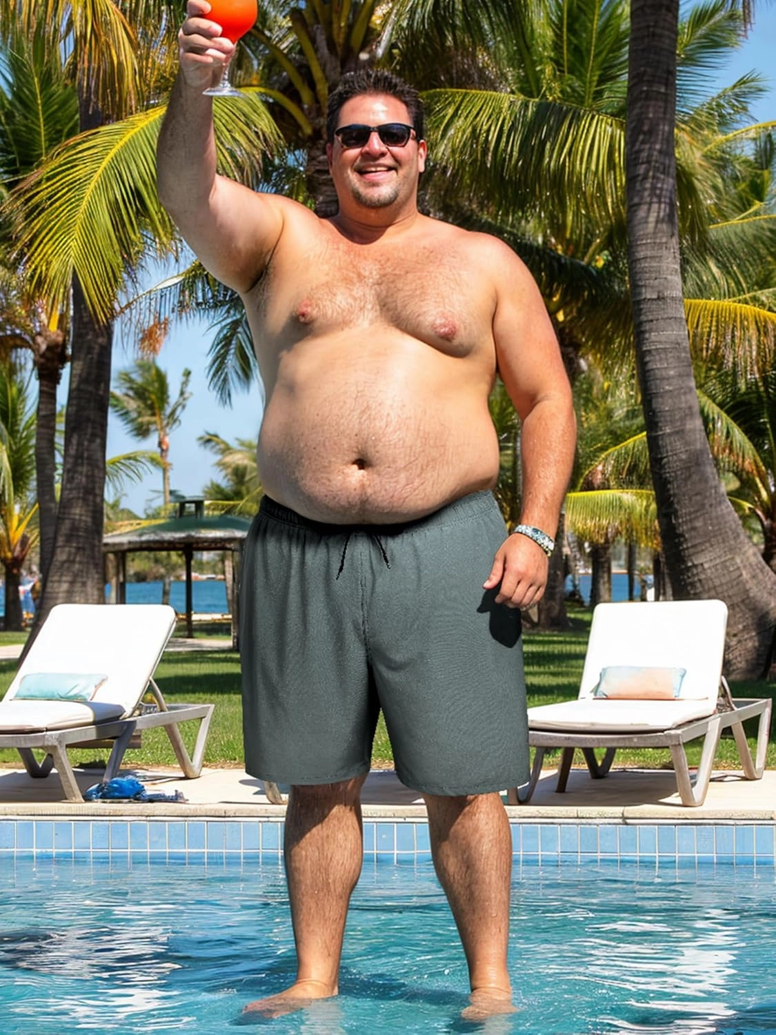 Arcweg Mens Swim Trunks Big and Tall Plus Size Swimsuit for Men with Compression Liner and Zip Pocket Phone Pocket