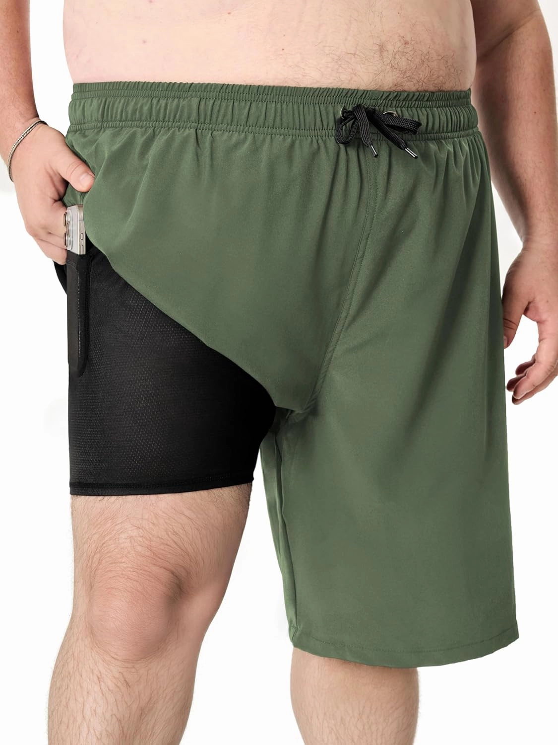 Arcweg Mens Swim Trunks Big and Tall Plus Size Swimsuit for Men with Compression Liner and Zip Pocket Phone Pocket
