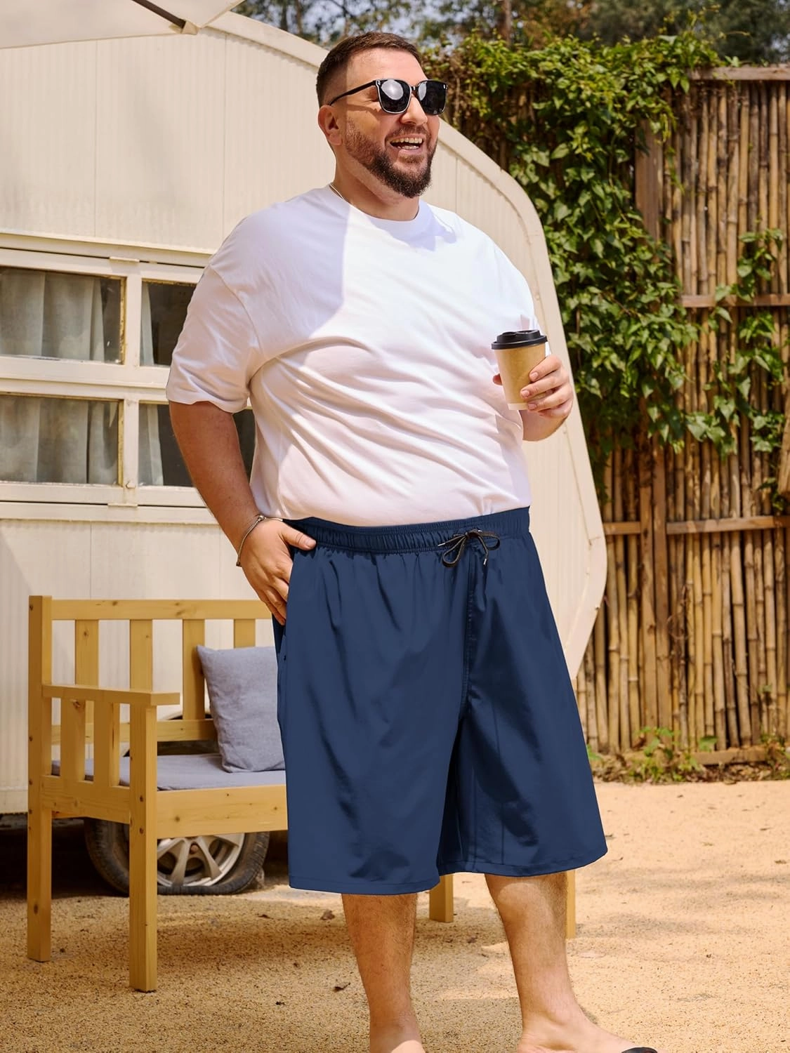 Arcweg Mens Swim Trunks Big and Tall Plus Size Swimsuit for Men with Compression Liner and Zip Pocket Phone Pocket