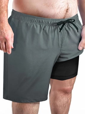 Arcweg Mens Swim Trunks Big and Tall Plus Size Swimsuit for Men with Compression Liner and Zip Pocket Phone Pocket