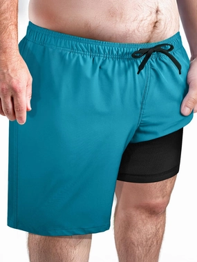 Arcweg Mens Swim Trunks Big and Tall Plus Size Swimsuit for Men with Compression Liner and Zip Pocket Phone Pocket