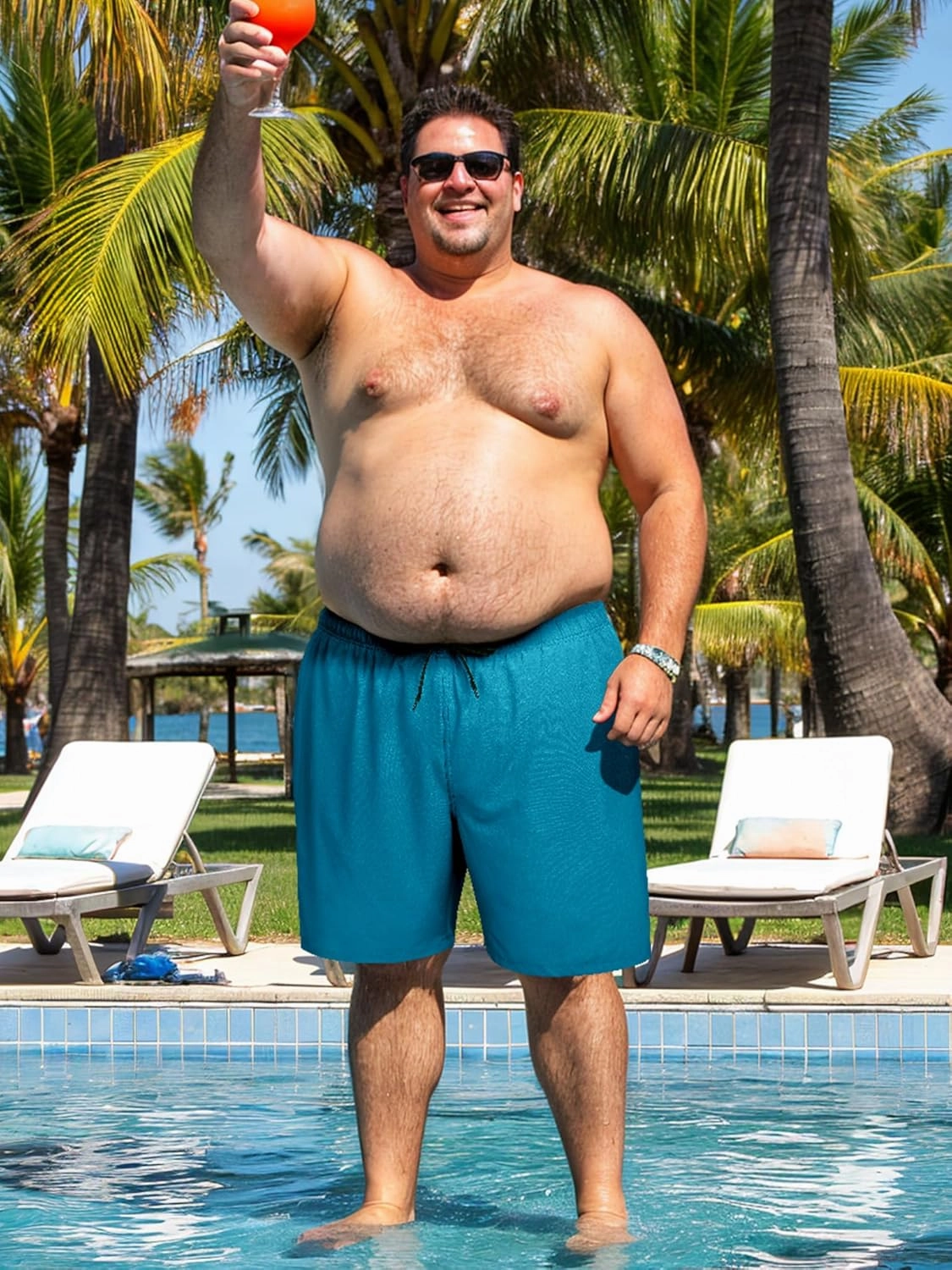 Arcweg Mens Swim Trunks Big and Tall Plus Size Swimsuit for Men with Compression Liner and Zip Pocket Phone Pocket