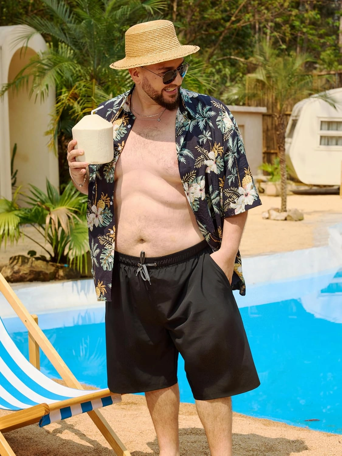 Arcweg Mens Swim Trunks Big and Tall Plus Size Swimsuit for Men with Compression Liner and Zip Pocket Phone Pocket