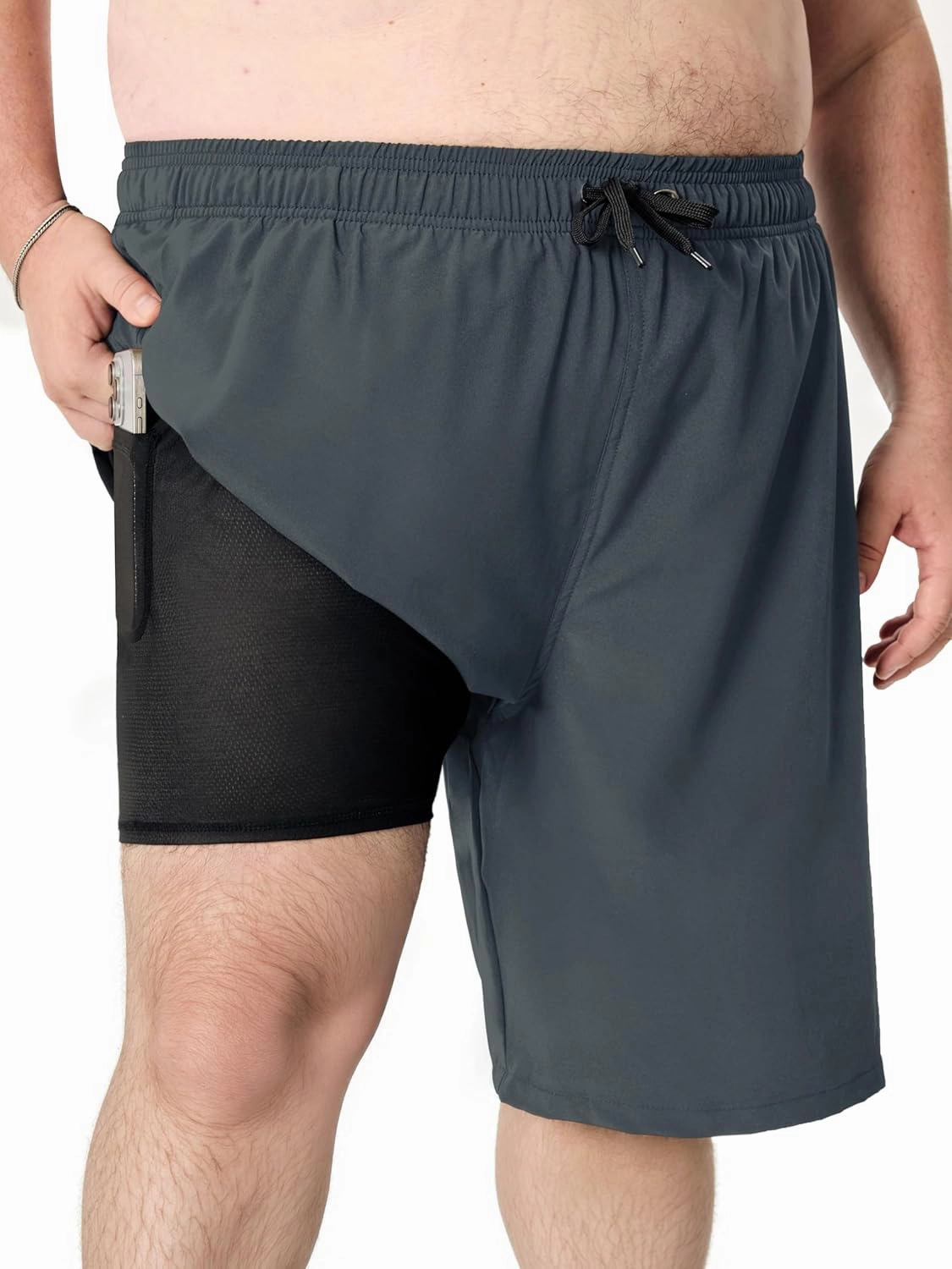 Arcweg Mens Swim Trunks Big and Tall Plus Size Swimsuit for Men with Compression Liner and Zip Pocket Phone Pocket