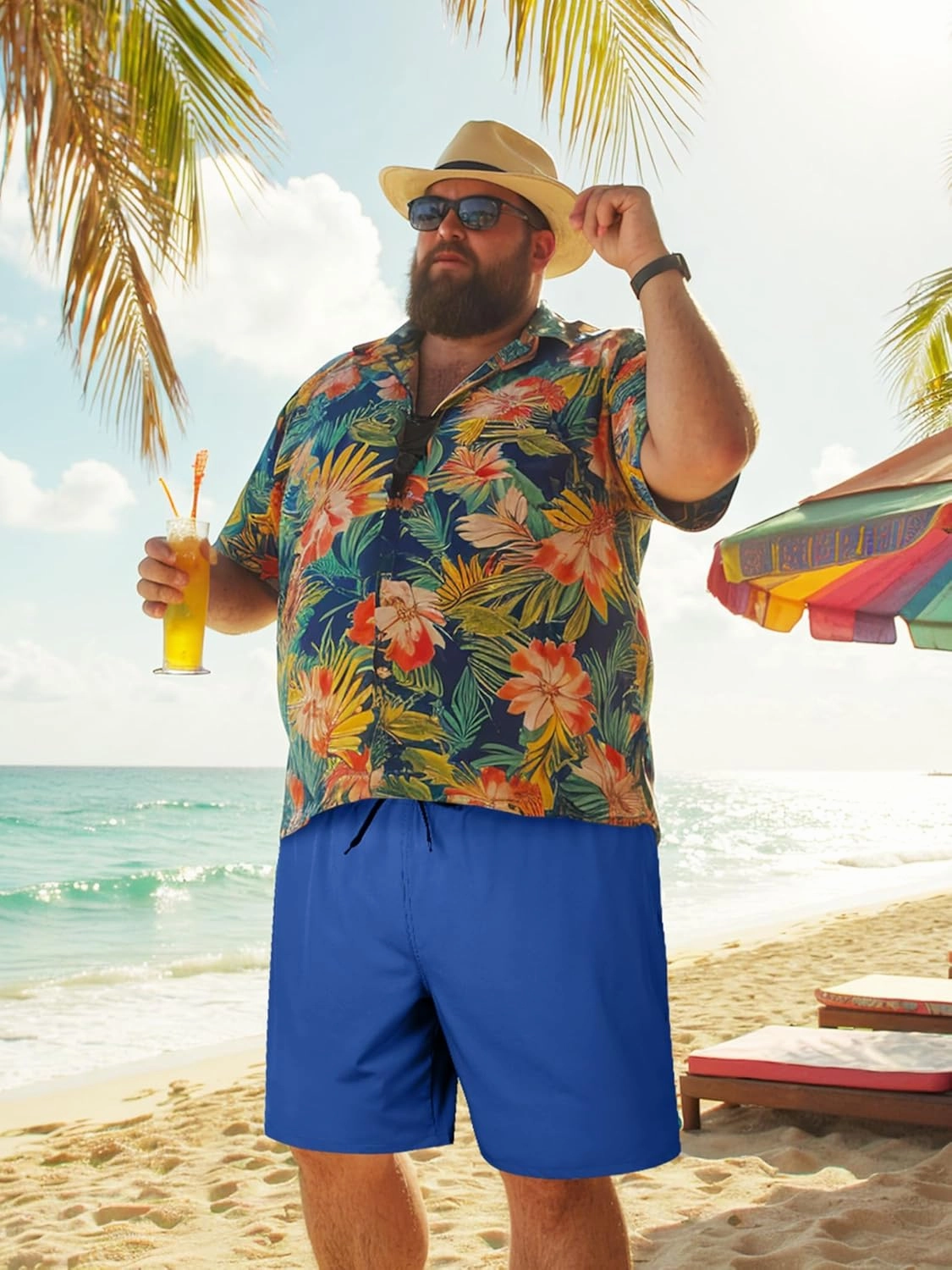 Arcweg Mens Swim Trunks Big and Tall Plus Size Swimsuit for Men with Compression Liner and Zip Pocket Phone Pocket