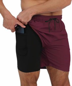 Arcweg Mens Swim Trunks with Compression Liner 2 in 1 Beach Swimming Trunks Quick Dry Swim Shorts with Zipper Pockets
