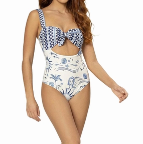 Arista One Piece In White/blue