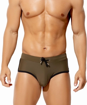 Arjen Kroos Men's Swim Briefs Sexy Bikini Contrast Color Swimsuit Swimming Briefs with Drawstring