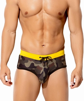 Arjen Kroos Men's Swim Briefs Sexy Bikini Contrast Color Swimsuit Swimming Briefs with Drawstring