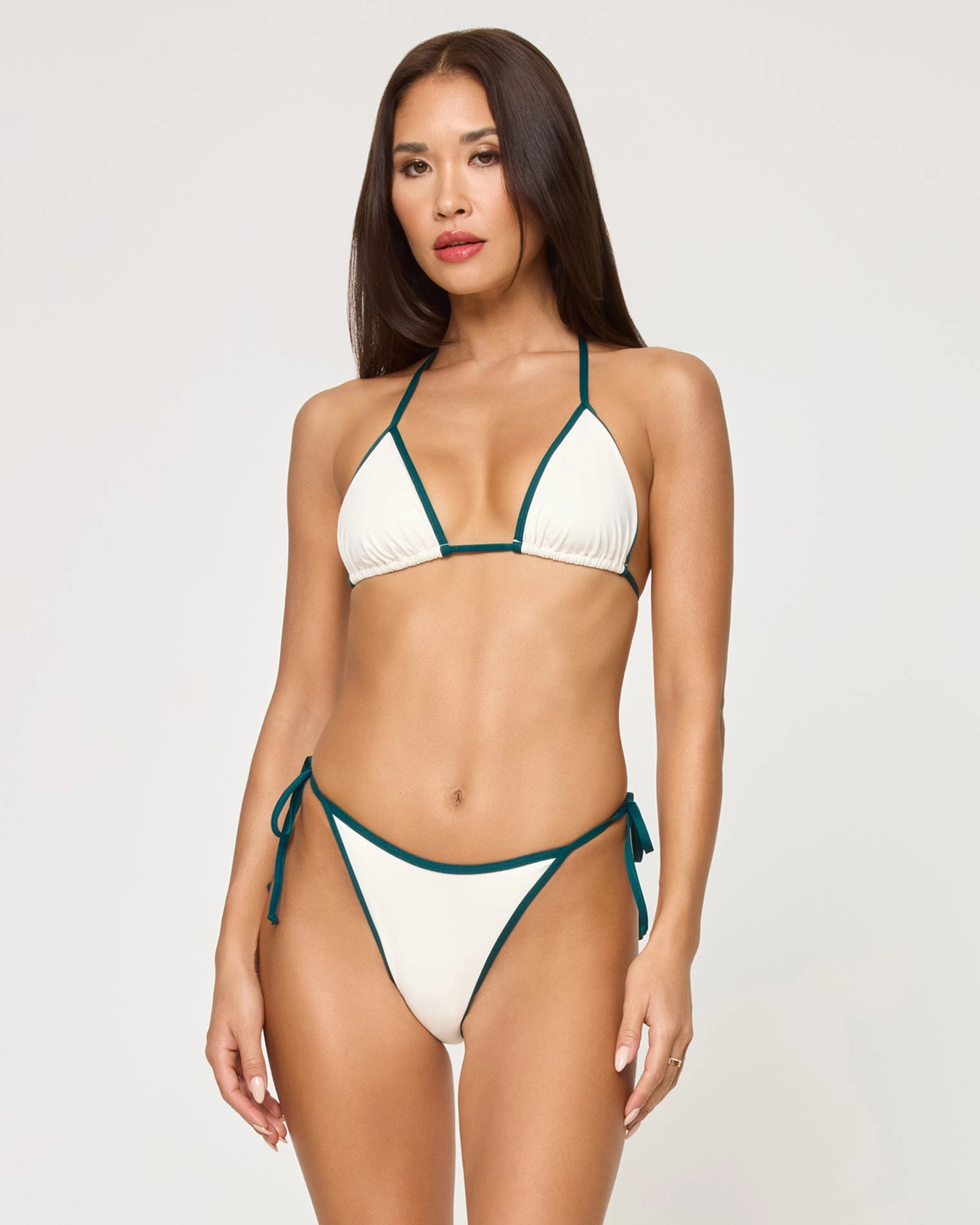 Aspen Bikini Top - Cream-Deep Teal