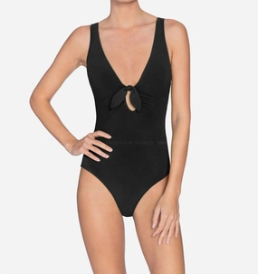 Ava Plunge One Piece Swimsuit In Black