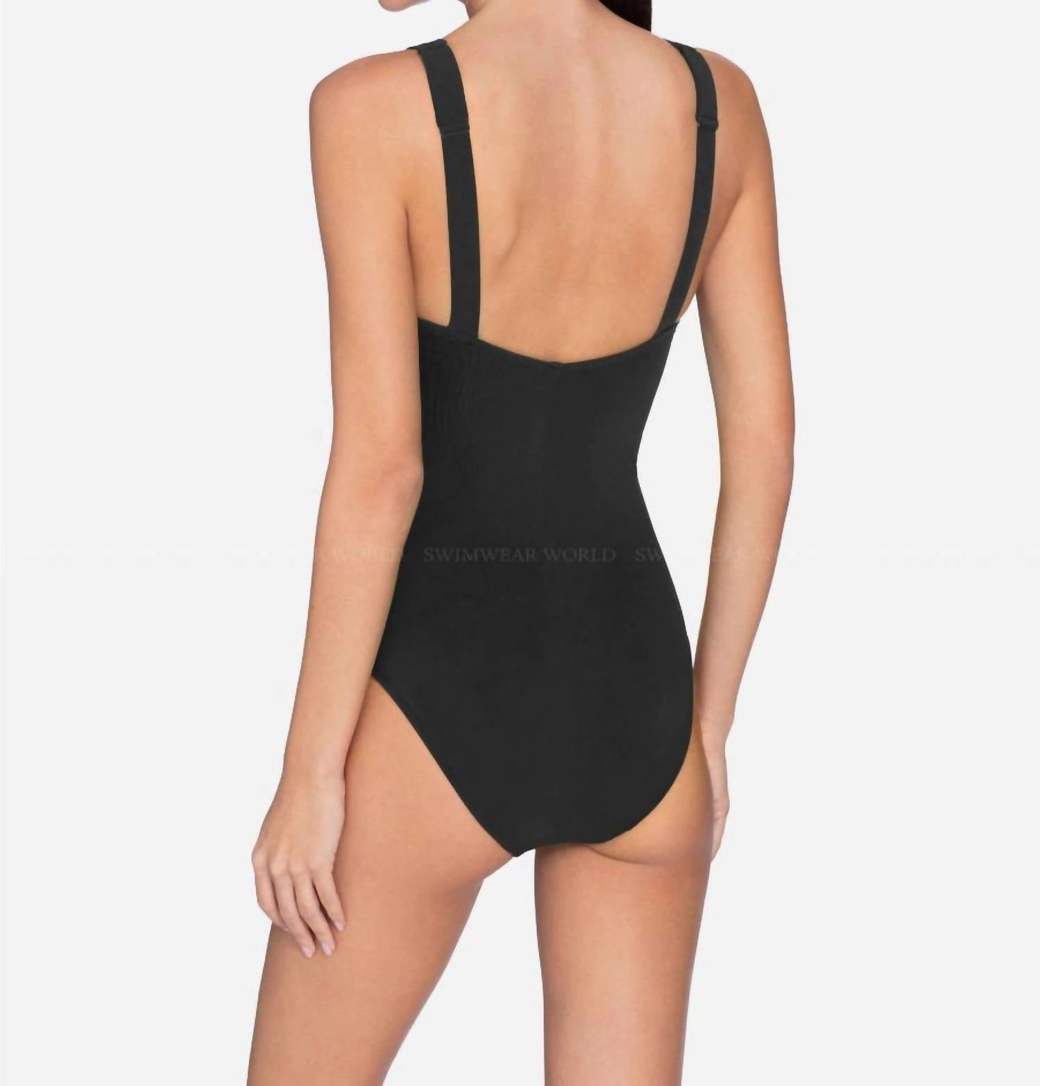 Ava Plunge One Piece Swimsuit In Black