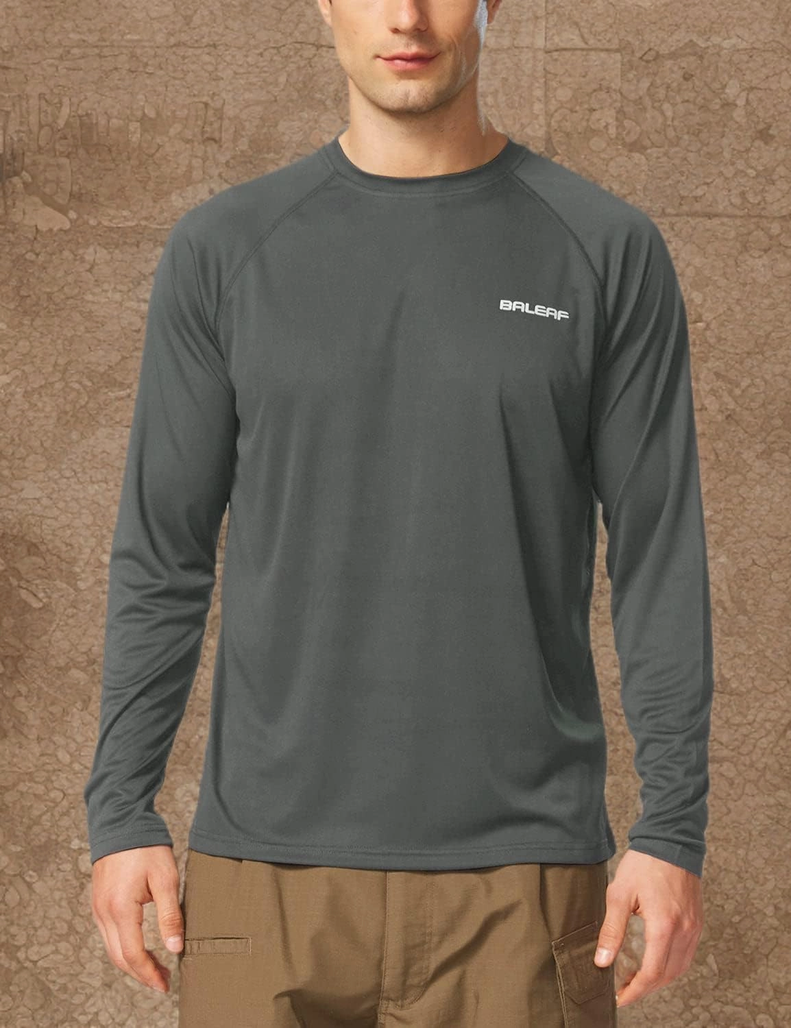 baleaf Men's Sun Protection Shirts UV SPF UPF 50  Long Sleeve Rash Guard Fishing Running Quick Dry Lightweight