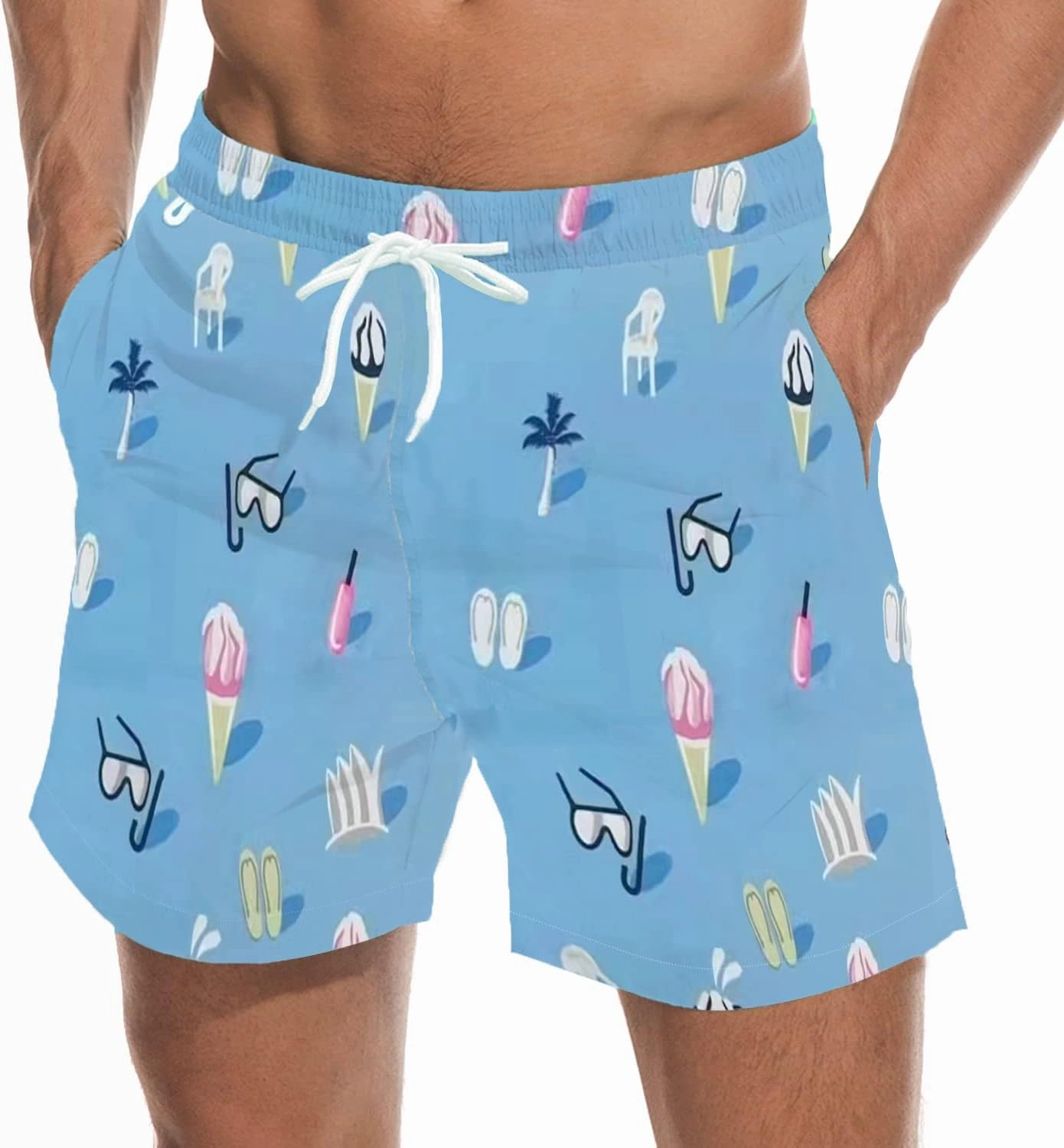 Beach Shorts Swim Trunks Quick Dry Men's Bathing Suit with Mesh Lining/Side Pockets