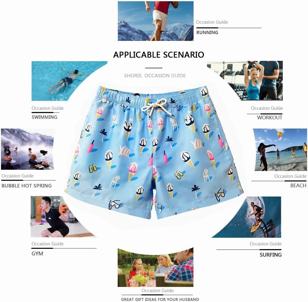 Beach Shorts Swim Trunks Quick Dry Men's Bathing Suit with Mesh Lining/Side Pockets