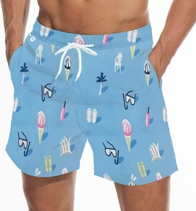 Beach Shorts Swim Trunks Quick Dry Men's Bathing Suit with Mesh Lining/Side Pockets