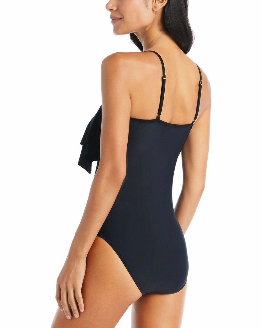 Beyond Control Swimwear Solid Essentials Geometric Overlay One Piece