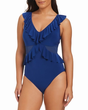 Beyond Control Swimwear Solid Essentials Ruffle One Piece