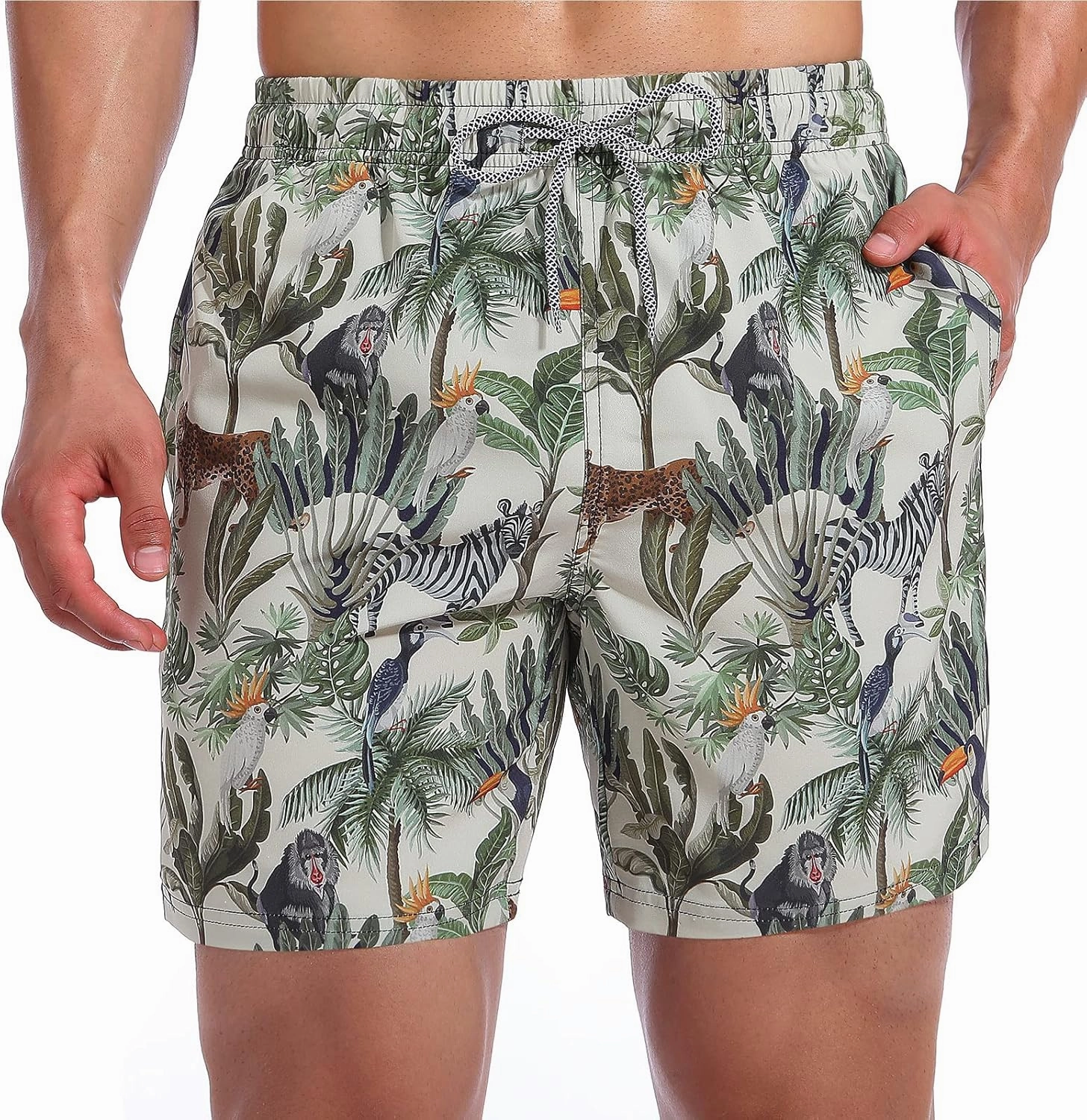 Biwisy Mens Swim Trunks Quick Dry Swim Shorts with Mesh Lining Funny Beach Shorts