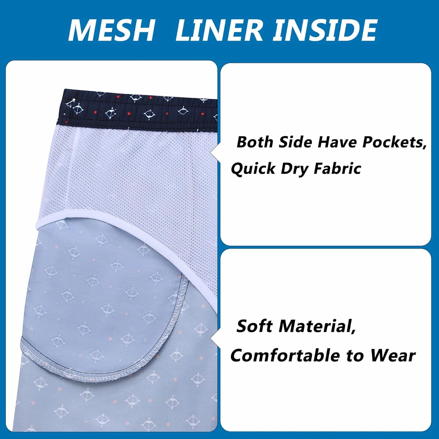 Biwisy Mens Swim Trunks Quick Dry Swim Shorts with Mesh Lining Funny Beach Shorts