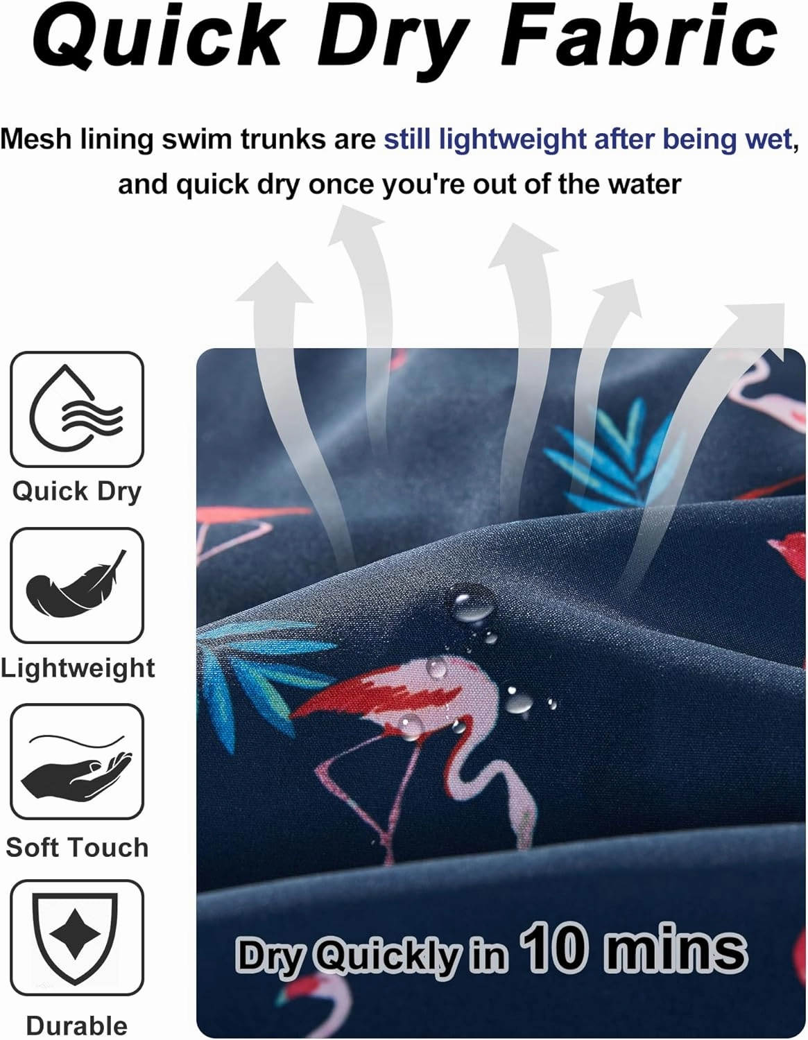 BOJIN Mens Swim Trunks 9" Quick Dry Stretch Swim Shorts Mesh Lining Bathing Suits Swimwear Beach Shorts with Pockets