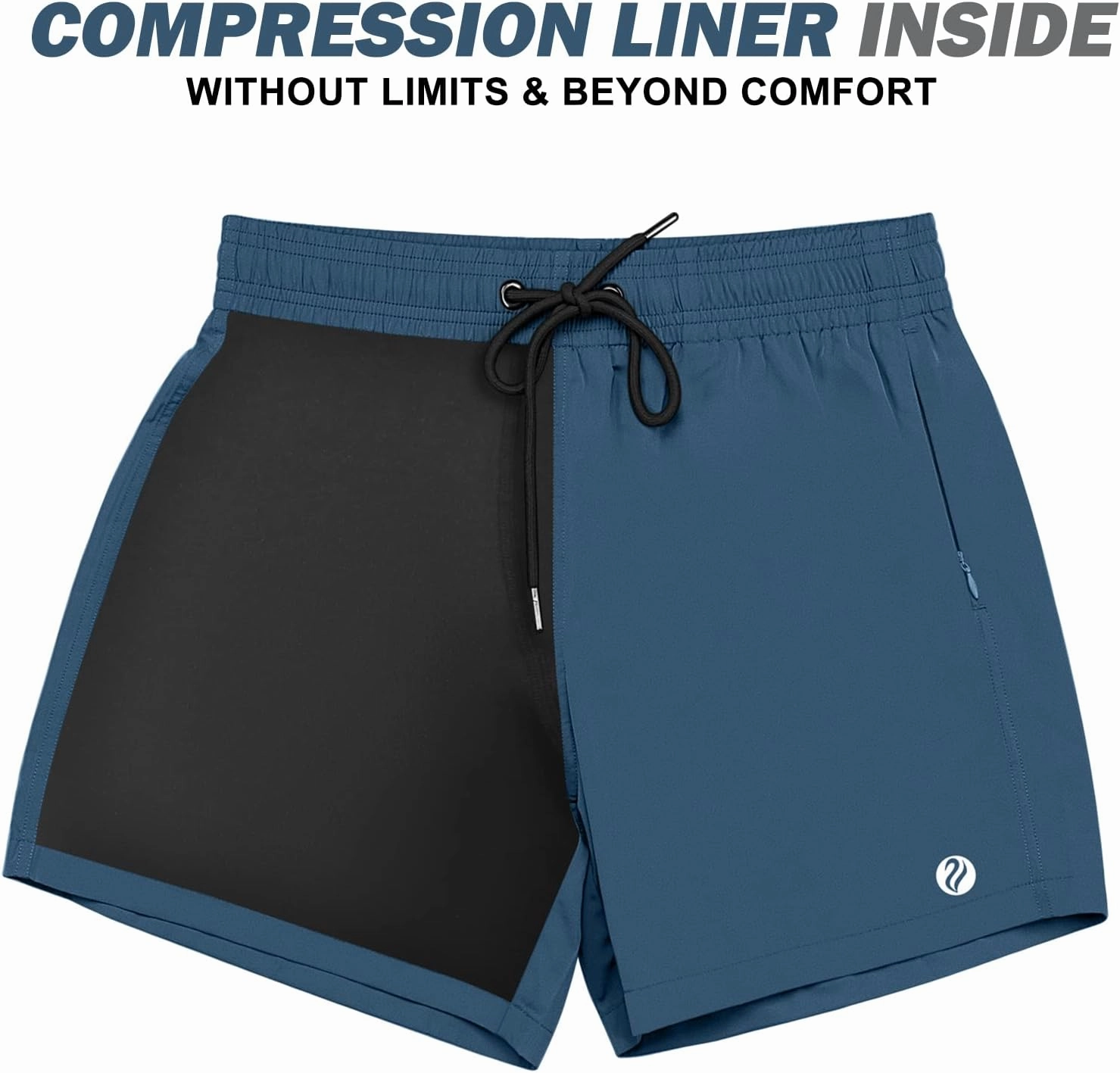 BRISIRA Mens Swim Trunks Swim Shorts Quick Dry 5 inch Inseam Beach Shorts with Compression Liner and Zipper Pocket