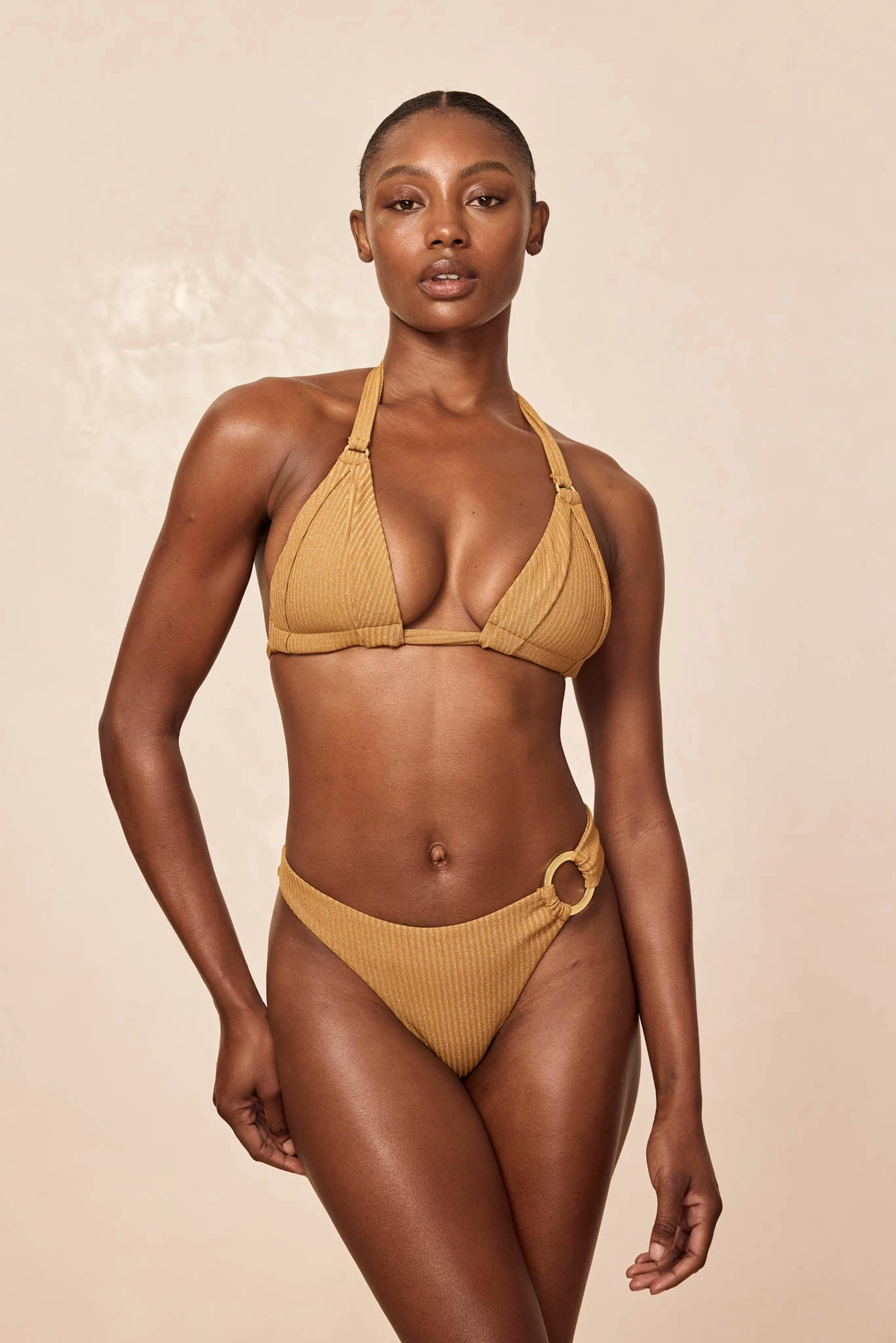 Bronte Bottom - Antique Gold Lurex Rib