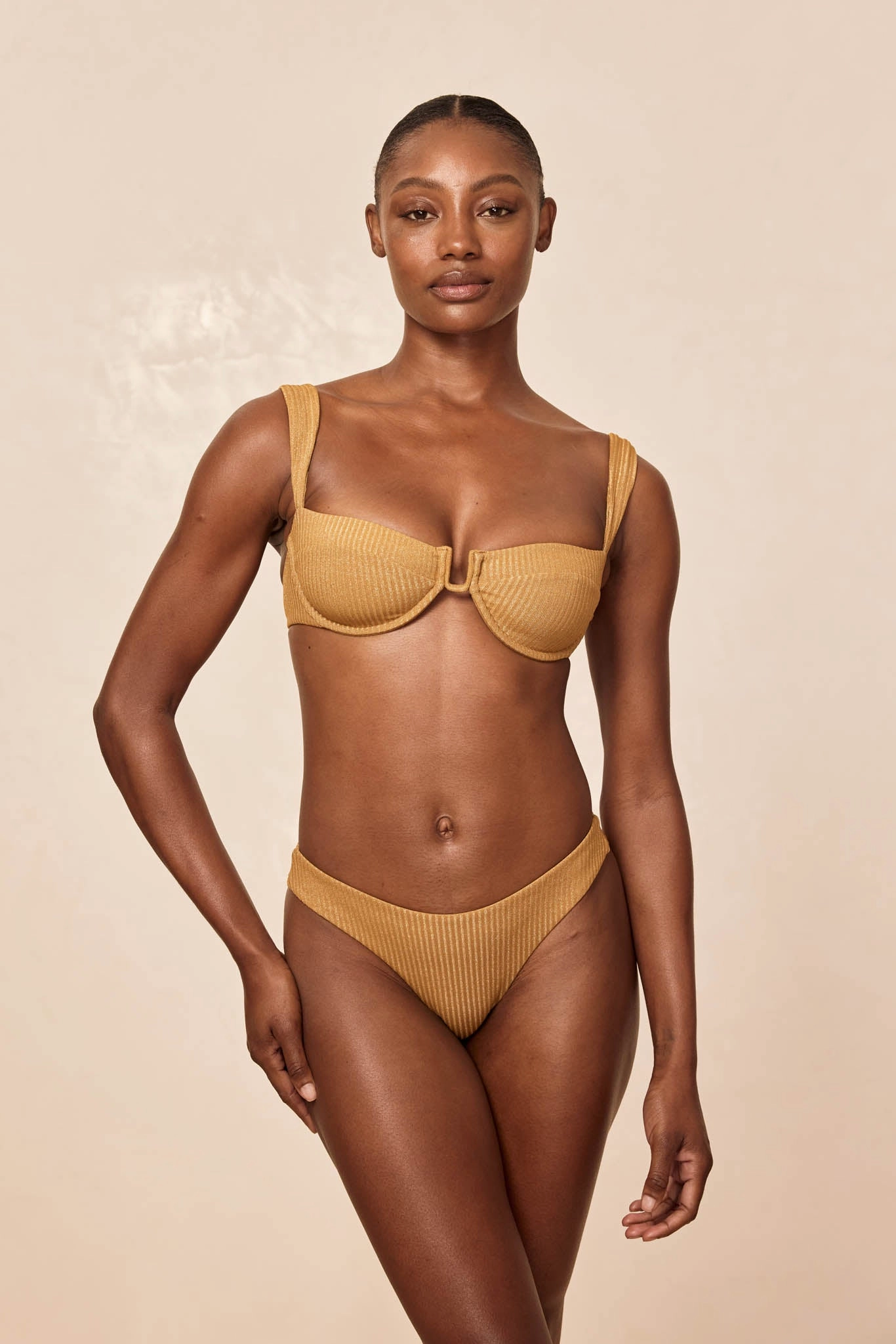 Cala Roja Top - Antique Gold Lurex Rib