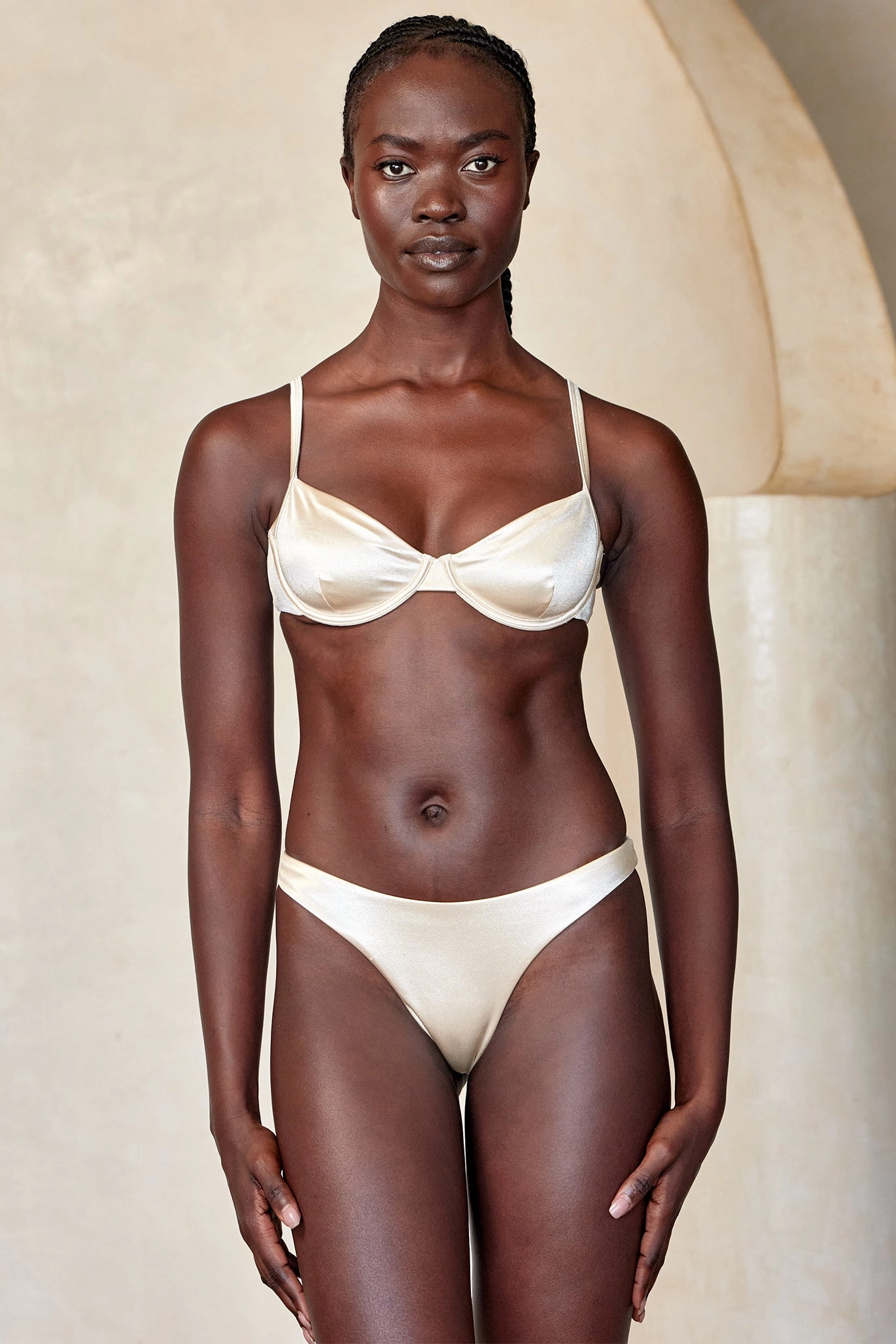Capri Top - Champagne Shiny Jersey