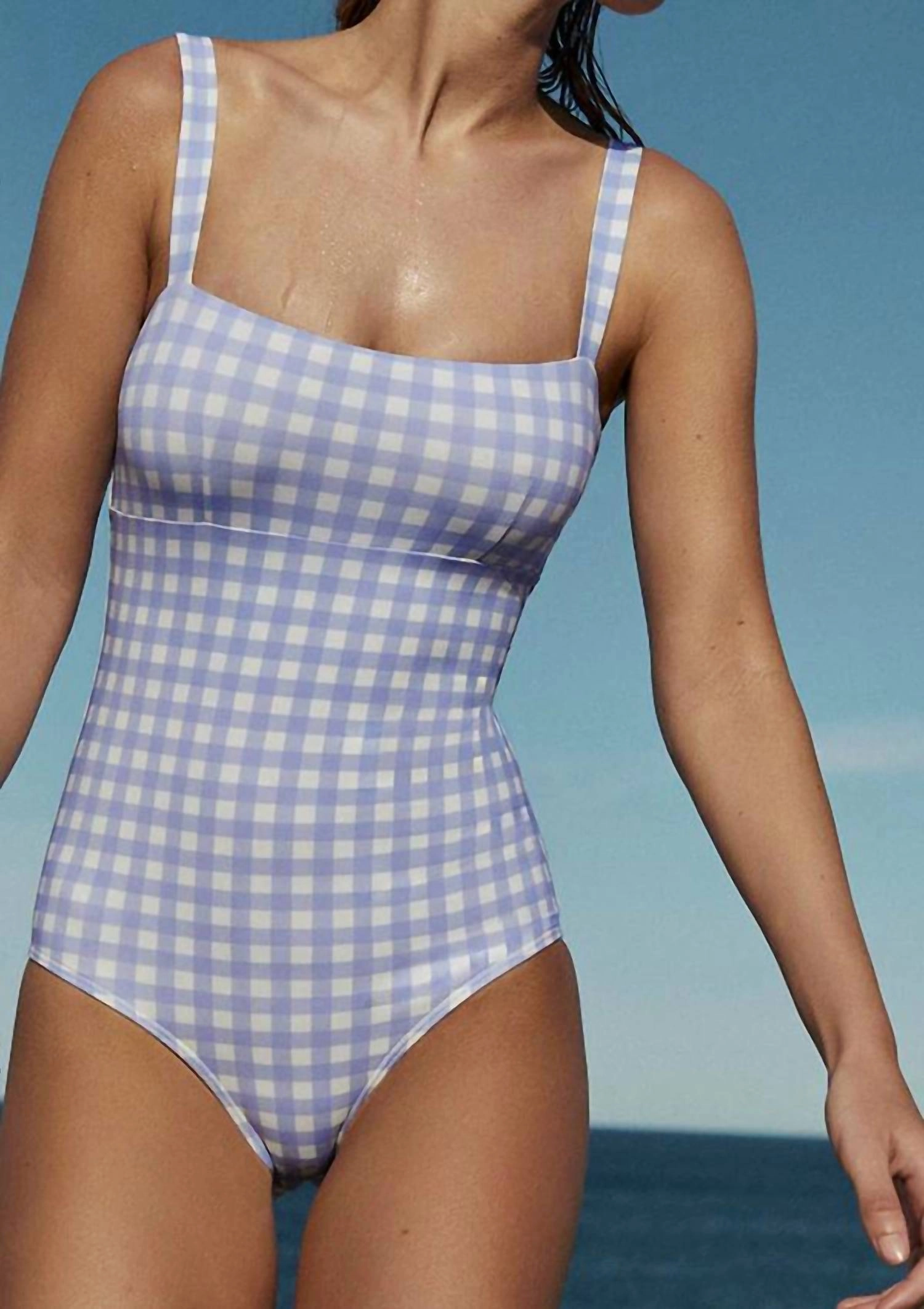 Classic Bandeau 1-Piece Swimsuit In Light Blue