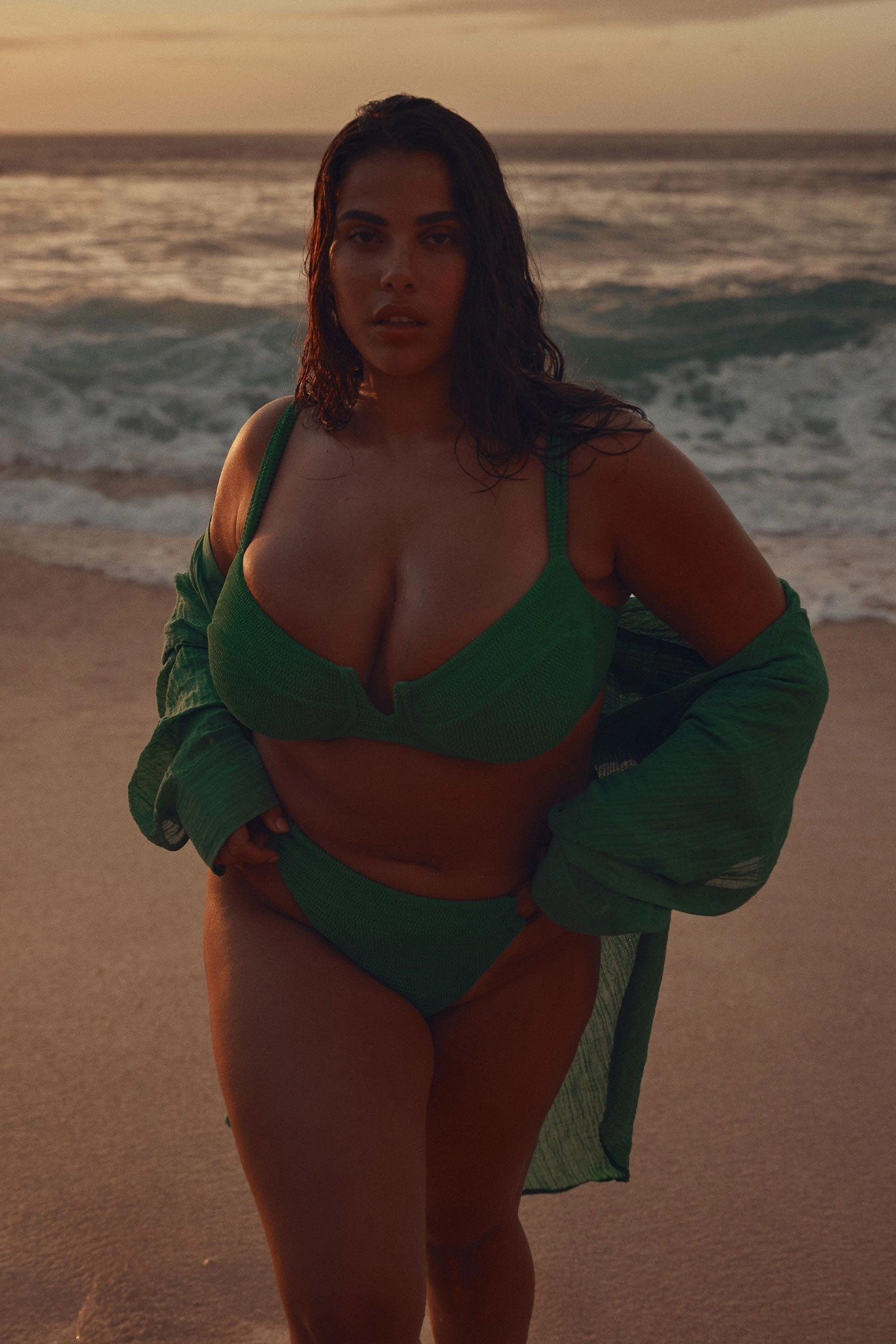 Clovelly Top - Palm Green Crinkle