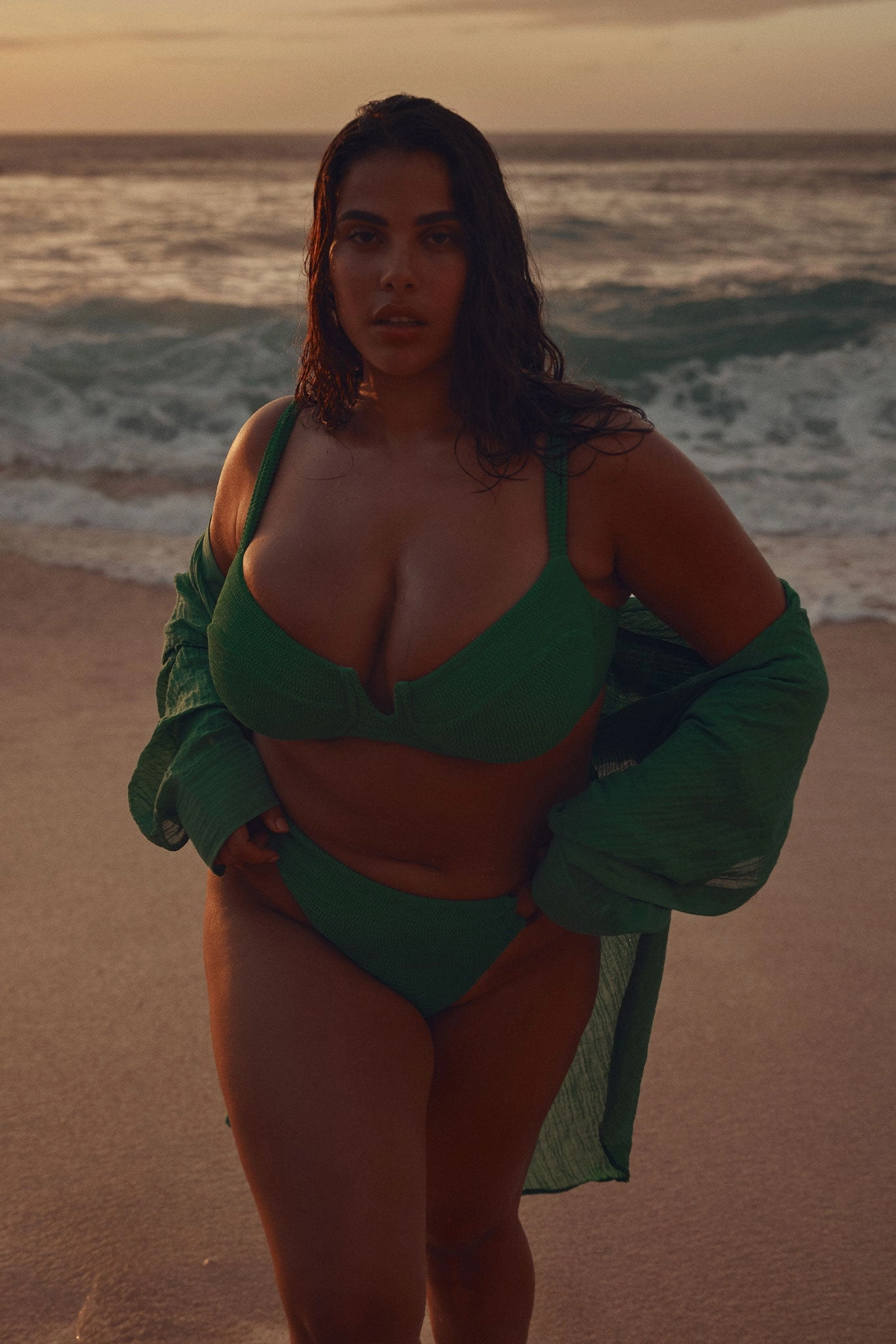Clovelly Top - Palm Green Crinkle