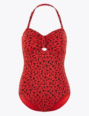 Confetti Print Padded Bandeau Swimsuit
