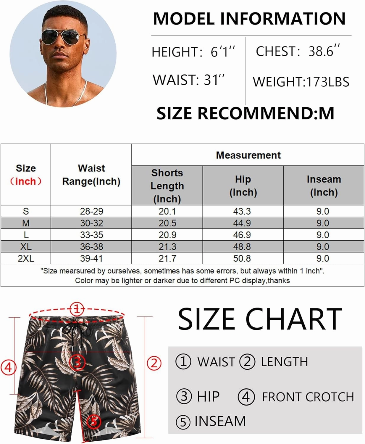 COOFANDY Men's Hawaiian Beach Shorts Elastic Waist Drawstring Lightweight Summer Casual Shorts with Pocket